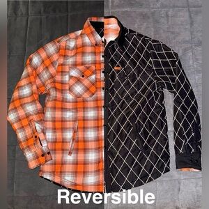 Dixxon Reversible Orange and Black Plaid Jacket Shirt Size Large